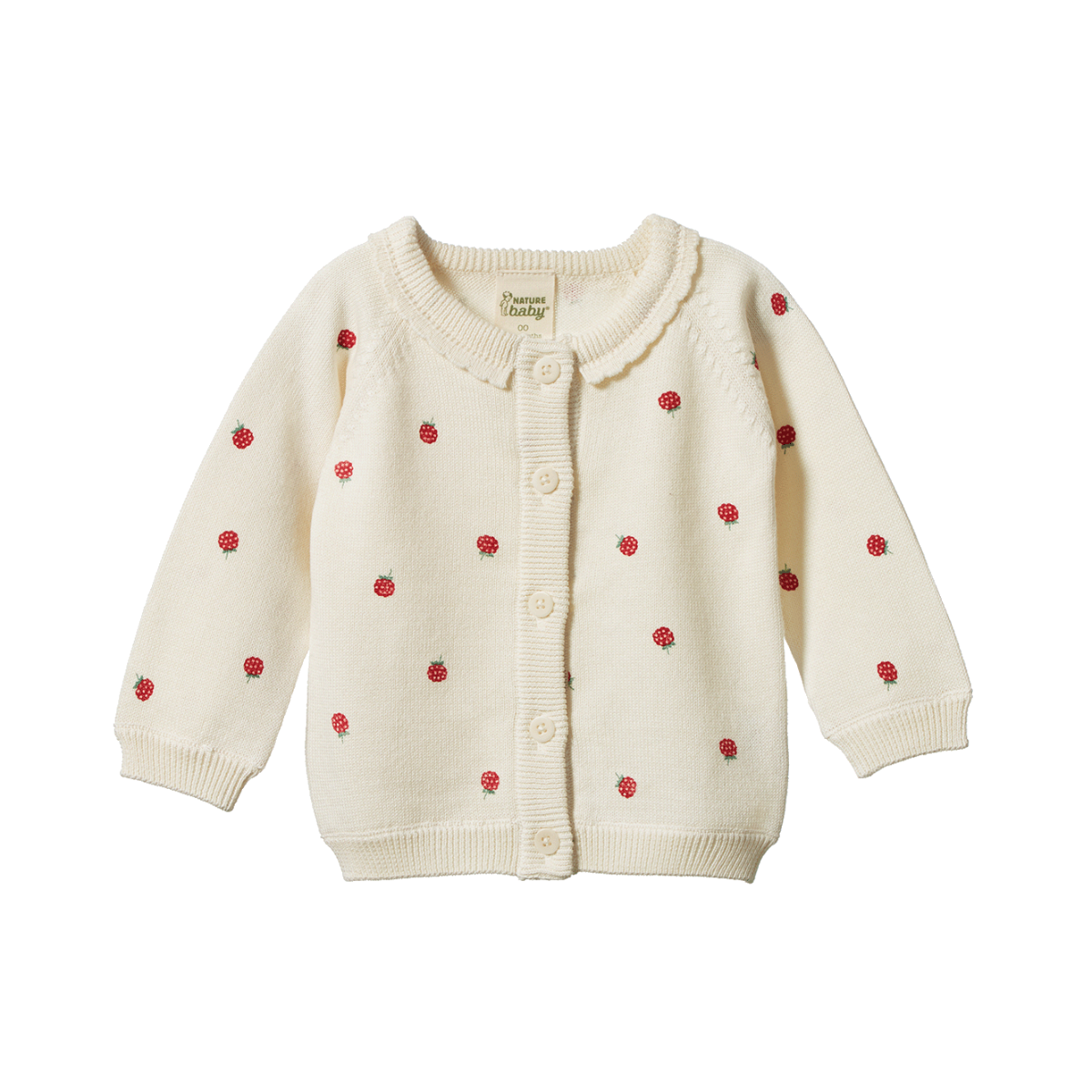 Nature Baby Piper Cardigan - Raspberry Red Pointelle