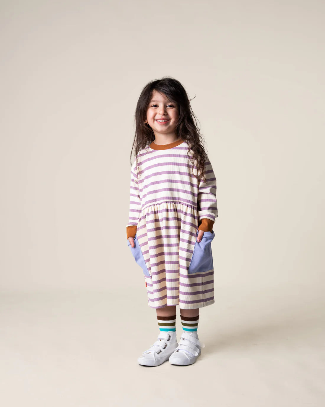 Long Sleeve Bell Dress Purple Stripe – Hunter & Harper